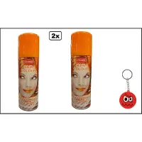 Goodmark 2x Haarverf/haarspray oranje 125 ml - Smiley - Koningsdag WK Festival thema feest carnaval haar kleurspray party