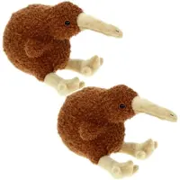 Cornelissen Set van 2x stuks pluche kiwi vogel knuffel 19 cm - Dieren speelgoed knuffels