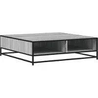 vidaXL Salontafel 100x100x30 cm bewerkt hout en metaal grijs sonoma