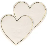 Givi Italia Feest servetten - 32x - wit - hart - 3 laags - 33x33cm - feest/verjaardag servetten - Valentijn
