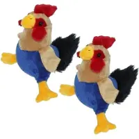 Cornelissen 2x stuks pluche haan/kip knuffel 20 cm - Boerderij dieren knuffels