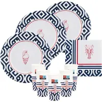 Givi Italia Feestbordjes/servies set - 16 personen - nautisch thema - navy - papier/karton - strand - maritiem - zomer