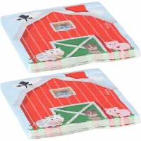 Givi Italia Feestservetten - 32x - boerderij dieren - 3 laags - 33 x 33 cm - wegwerpservetten - themafeest - kinderfeestje