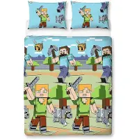 Minecraft Adventures Dekbedovertrek - 2-Persoons - 200x200 cm - Microvezel - Omkeerbaar - Inclusief Kussenslopen