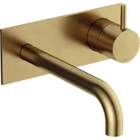 Hotbath Cobber inbouw wastafelkraan 18cm met plaat geborsteld messing