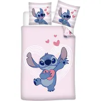 Lilo & Stitch Disney Dekbedovertrek, Hearts - Eenpersoons - 140 x 200 + 65 x 65 cm - Katoen