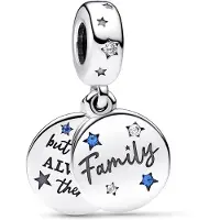 Pandora Charms - Family sterling silver double dangle with stellarc in blue