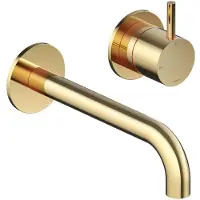 Hotbath Cobber Wastafelkraan inbouw - 25 cm uitloop - PVD - gepolijst messing CB105EXT25NBP HBCB105