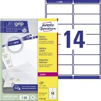 Avery Zweckform AVERY ultragrip Adresetiketten L7163-250 Permanent klevend A4 Wit 99,1 x 38,1 mm 250 Vellen à 14 Etiketten
