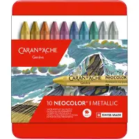 Caran d'Ache NEOCOLOR I, Metalen doos, 10 kleuren Metallic