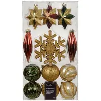 Décoris Kerstballen mixbox 22-delig | kerstrood/goud/groen