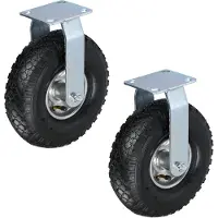Relaxdays bokwiel luchtband - set van 2 - 3.00-4 - tot 120 kg - zwart-zilver