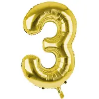 PartyPro Cijfer Ballon '3' Goud (100CM)