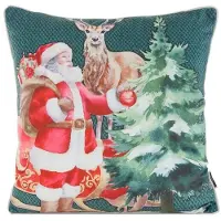 Eurofirany Kerst Sierkussenhoes 45x45cm - Donkergroen & Rood Velours