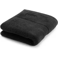 BOSS Zwarte katoenen handdoek met logostiksel Maat ONESI