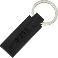 BOSS Sleutelhanger van zwart silicone en messing met logo