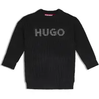 HUGO Gebreide sweaterjurk voor kinderen met logo met studs Maat 150