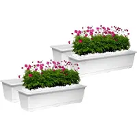 Geli Plantenbak kunststof - Set van 4x stuks - wit - L60 x B17,5 x H14,5 cm - Bloembakken/plantenbakken voor binnen/buiten