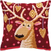 Collection D'Art Kussensloop geborduurd, model "Kerstmis Speculaas", 5390, 40x40 cm, met voorgedrukt borduurpatroon