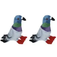 Cornelissen Gekleurde duif vogel knuffels - 2x 19 cm - Speelgoed
