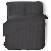 Eleganzzz Dekbedovertrek Hotel Kwaliteit Satijn Streep - antraciet 140x200/220cm