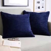 Blumtal Zachte Kussenhoes - Verstopte rits - Deco Kussen - corduroy: 30 x 50cm - Donkerblauw - Set van 2