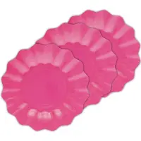 Givi Italia Feestbordjes - schulprand - 24x - fuchsia roze - rond - papier/karton - 27cm - duurzaam - wegwerpbordjes - babyshower- kinderfeestje