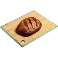 Kesper Keuken voedsel bereiden snijplank - 35 x 26 cm - bamboe hout - groene rand - luxe versie