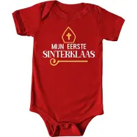 Babybugz Mijn eerste Sinterklaas - Rompertje - Baby Romper rood - - Maat 6-12 maanden