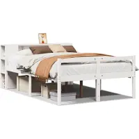 vidaXL Bed met boekenkast zonder matras grenenhout wit 140x200 cm