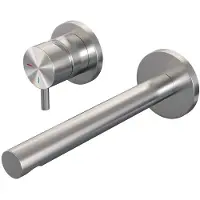 Brauer Brushed Edition inbouw wastafelmengkraan met rechte uitloop en rozetten model B2 RVS geborsteld PVD