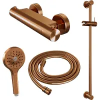Brauer Copper Edition thermostatische doucheset met glijstang en 3 standen handdouche geborsteld koper PVD
