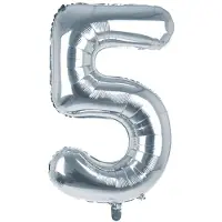 PartyPro Cijfer Ballon '5' Zilver (100CM)