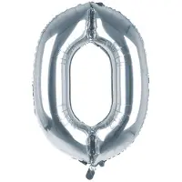 PartyPro Cijfer Ballon '0' Zilver (100CM)