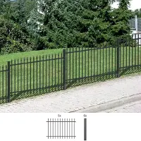 Alberts Metalen hek Chaussee Hoogte: 100 en 120 cm, totale lengte: 10 m, voor plaatsing in beton (set, 12 stuks)