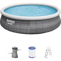Bestway Opblaaszwembad Fast Set Rond Rotan Met Filterpomp Ø457x107cm