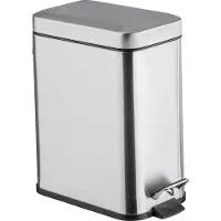 Wenko Petite Prullenbak Badkamer, Prullenbak met pedaal 5L, Vierkant, RVS, 14x29,5x28 cm, matte afwerking