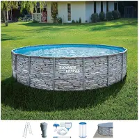 Summer Waves Ronde Zwembadset Elite Frame, Ø 549 x 132 cm, met steenlook