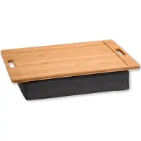 Kesper Schootkussen - Laptray - Schootdienblad met kussen - Knie / schoot dienblad - FSC Bamboe Hout - Dienblad met schootkussen - Afm 45 x 31 x 8 Cm - Grijs
