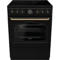 Gorenje GECS6B71CLB, Vrijstaand fornuis, Zwart, Draaiknop, Bediening aan de bovenkant, Metaal, Onderplaat