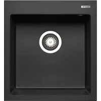 Pyramis Spoel ISTROS 46x50 in GRAPHITE CARBON met excenterbediening / Granieten spoel / Stenen spoel / Uitsparing 440 x 480 mm