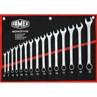 FAMEX 10349-15 Set van 15 combinatiesleutels in chroom vanadium staal, combinatiesleutelset