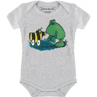 Logoshirt Rompertje/body 'Janosch - Tigerente & Kastenfrosch' blauw / donkergeel / grijs / groen