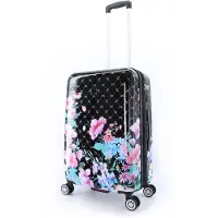 Elle Harde Koffer / Trolley / Reiskoffer - 65 cm (Medium) - Bouquet - Zwart - Zwart / Medium