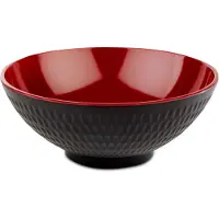 Aps Melamine schaal asia plus - ø20xh8 cm - Zwart/Rood - Set van 2 stuks