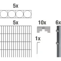 Alberts Dubbelstaafmat hekwerk Oslo antraciet, hoogte: 100-160cm, totale lengte: 10-20m, voor plaatsing in beton (set)