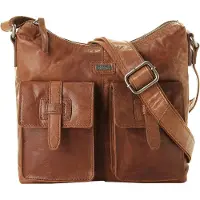 Spikes & Sparrow Leer schoudertas Bronco Shoulderbag Brandy bruine
