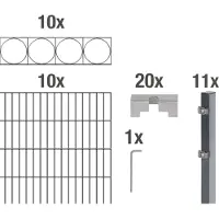 Alberts Dubbelstaafmat hekwerk Oslo antraciet, hoogte: 100-160cm, totale lengte: 10-20m, voor plaatsing in beton (set)