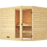 Weka massiefhouten sauna VALIDA, hoekmodel, 3 GTF, BioS, afmetingen: 7,5 x B x T x H = 239 x 189 x 204