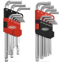 FAMEX 10790 Inbussleutelset Torxsleutel Hoekschroevendraaier Set voor Zeskant Inbus- en Torx-schroeven